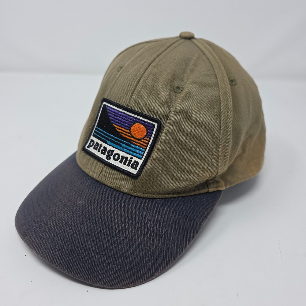 Patagonia Cap Mens Green Blue Logo Up & Out Roger That Hat Snapbackโ Adjustable